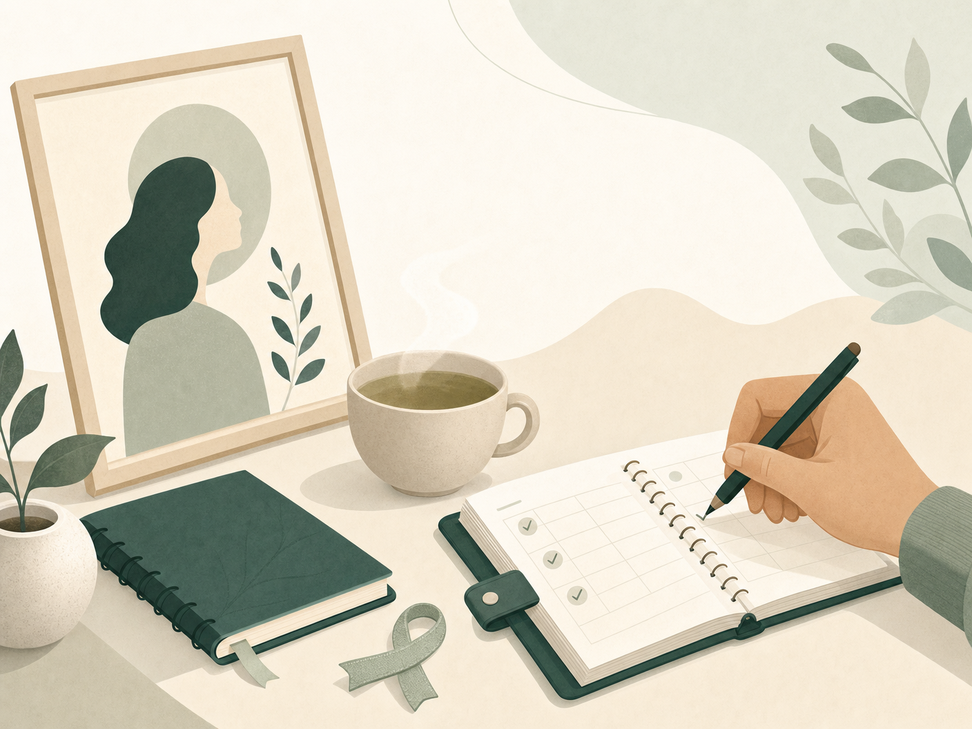 Ilustração acolhedora sobre contato e comunidade