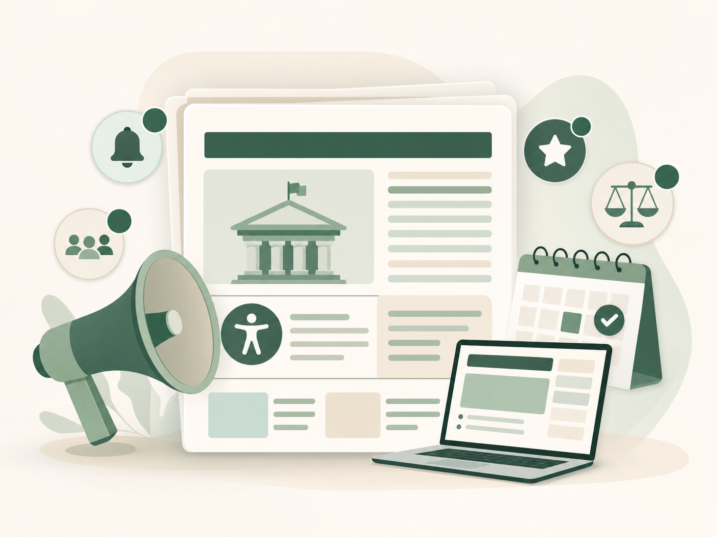 Ilustração sobre notícias e atualizações de concursos