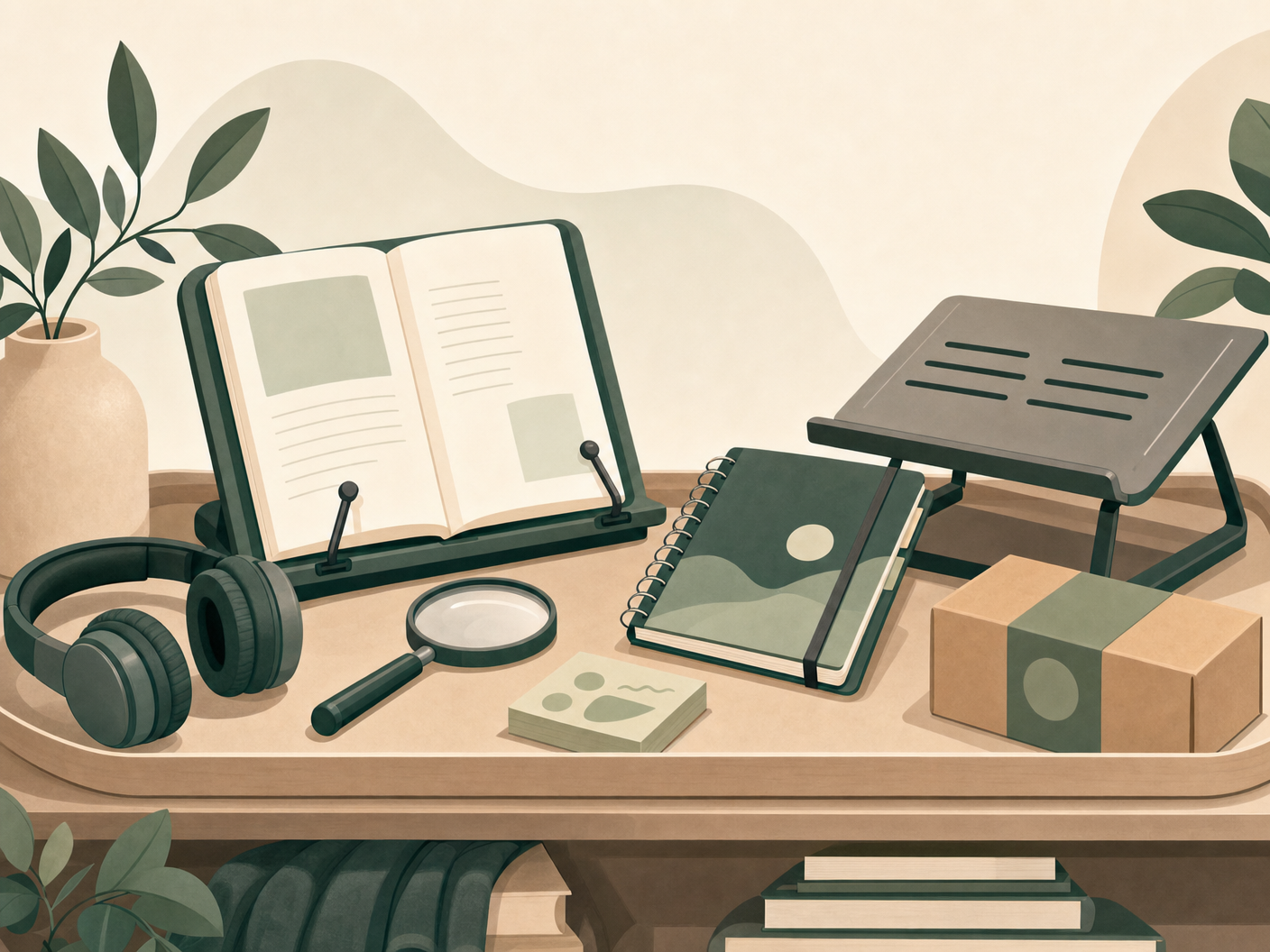 Ilustração de recursos úteis para estudos