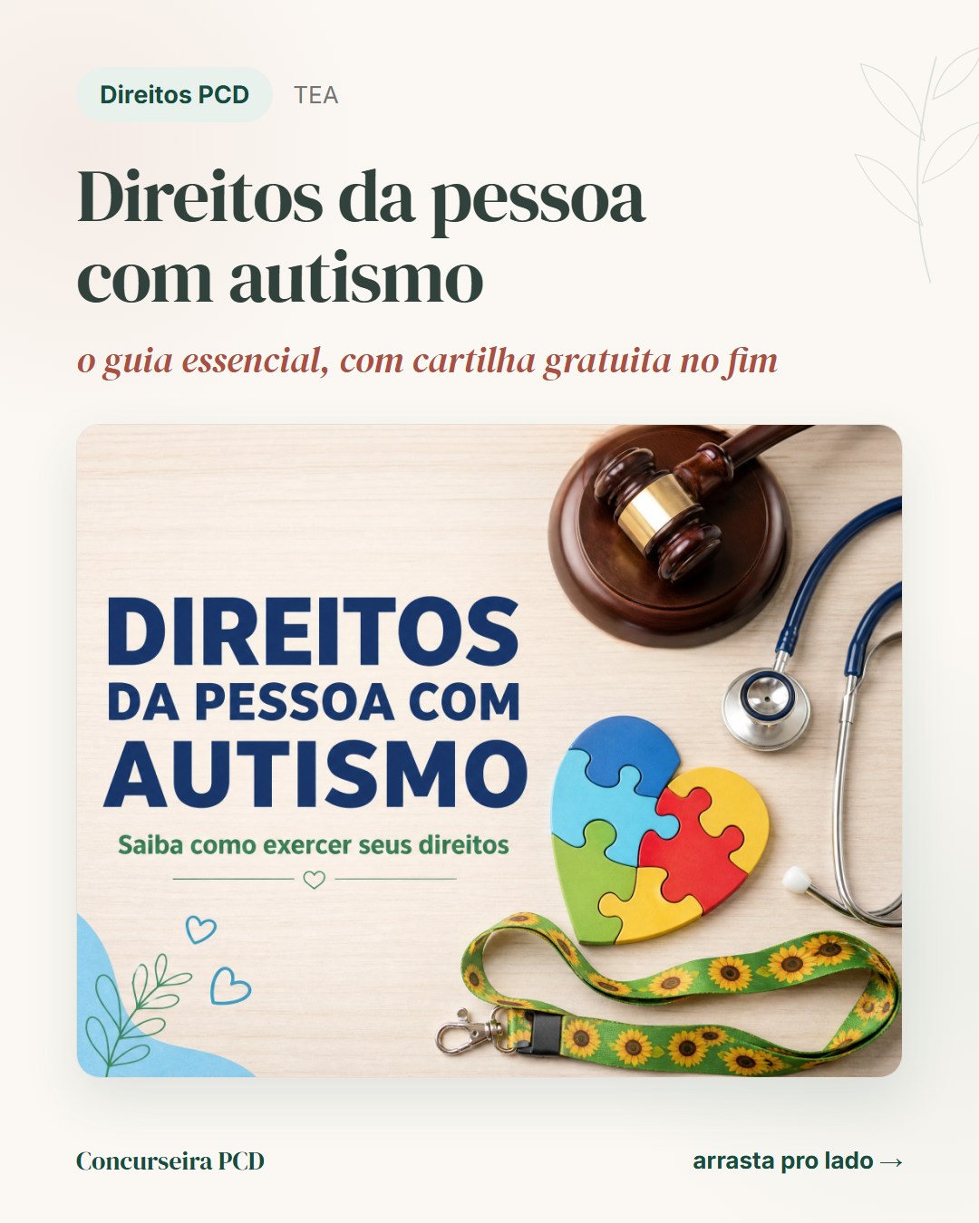 Capa do carrossel: Direitos da pessoa com autismo, o guia essencial, com cartilha gratuita no fim
