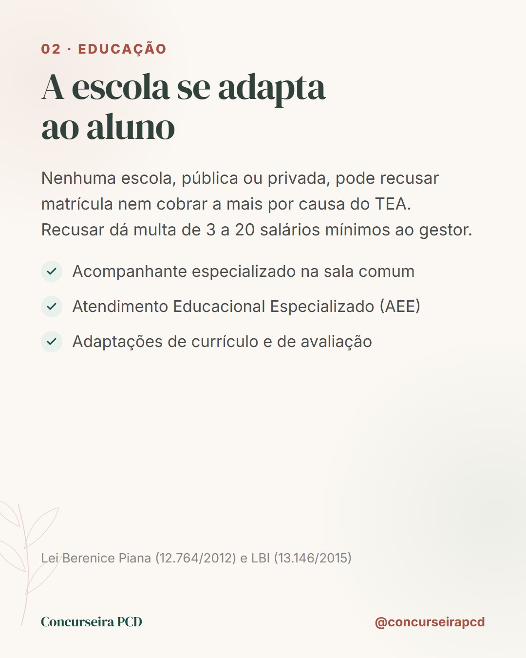 Educação: a escola se adapta ao aluno, sem recusa de matrícula nem cobrança extra, com acompanhante especializado e AEE