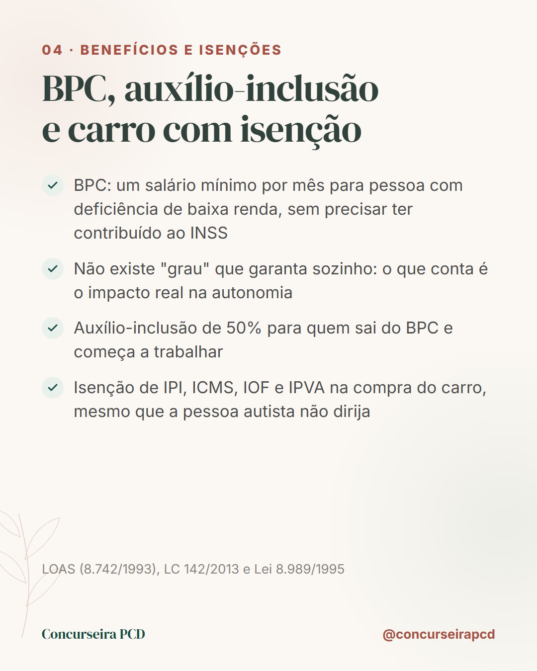 Benefícios e isenções: BPC de um salário mínimo, auxílio-inclusão de 50% e isenção de IPI, ICMS, IOF e IPVA na compra do carro